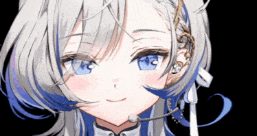 a close up of a girl with a microphone in her ear