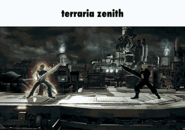 a video game scene with the words terraria zenith on the bottom
