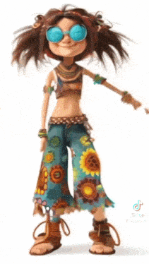 a cartoon girl wearing sunglasses and a crop top .