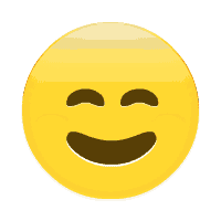 a yellow smiley face with closed eyes and a blush on its cheeks