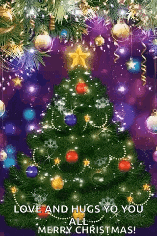 a christmas tree with decorations and a star on top of it