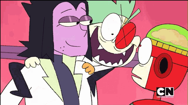 a cartoon with cn written on the bottom of it