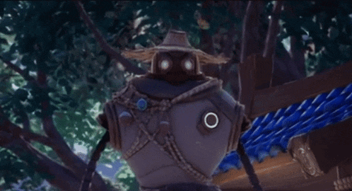 a cartoon character with a straw hat and a circle on his chest