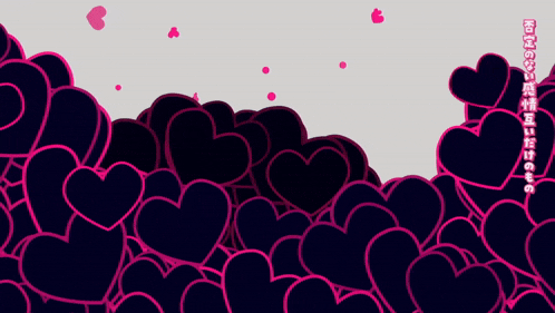 a bunch of hearts on a white background with chinese writing on it