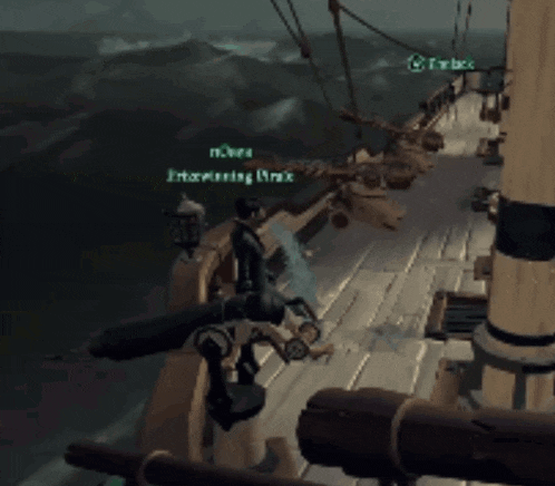 a screenshot of a video game shows a man standing on a boat with the words " interviewing max " written on the screen