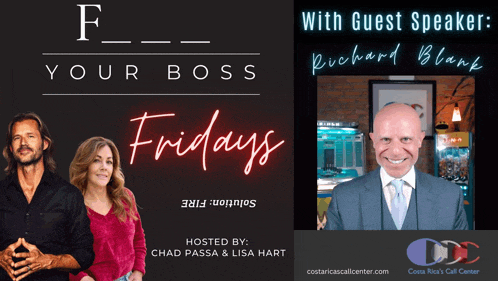 a poster for your boss fridays with richard blank