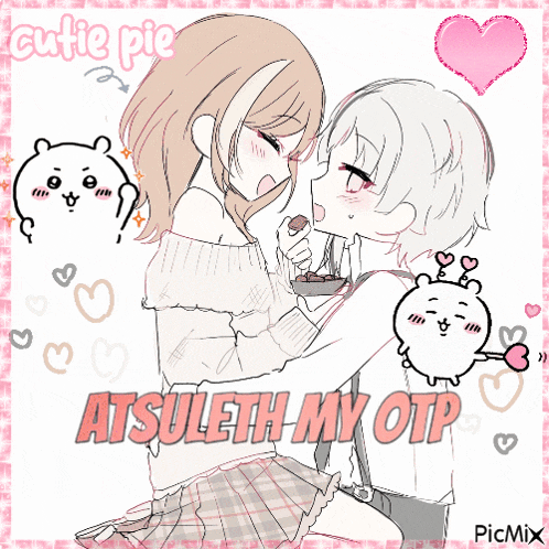 a drawing of a boy and a girl with the words " atsuleth my otp "