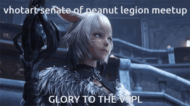 a video game character with the words glory to the vspl