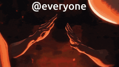 a cartoon drawing of a person reaching out towards another person with the caption @everyone