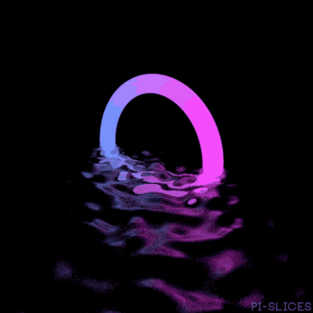 a purple and blue ring is floating in the water with pi-slices written on the bottom