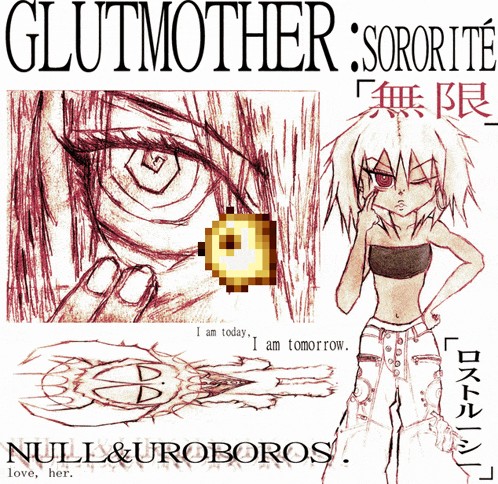 a drawing of a girl with the name glutmother written on it