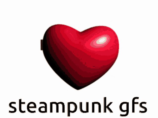 two red hearts with a picture of a girl and the words steampunk gfs below them