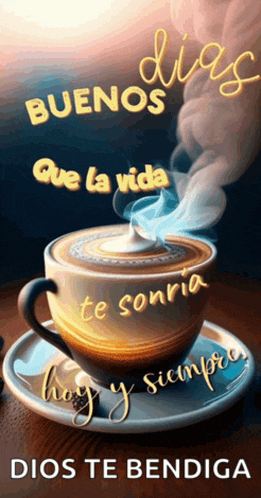 a cup of coffee with the words buenos que la vida written on it