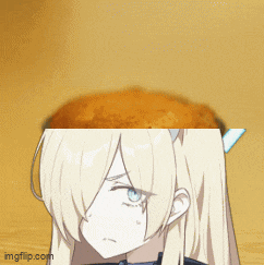 a picture of a girl with a muffin on her head