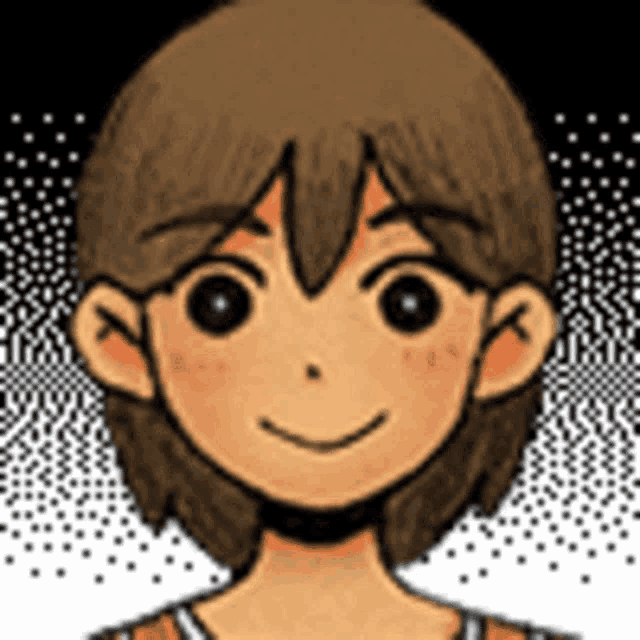 a cartoon of a boy with brown hair smiling
