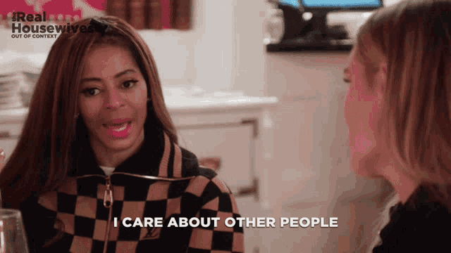 a woman says i care about other people