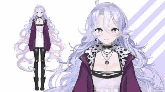 a drawing of a girl with long white hair
