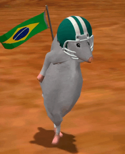 a cartoon rat wearing a football helmet and holding a flag