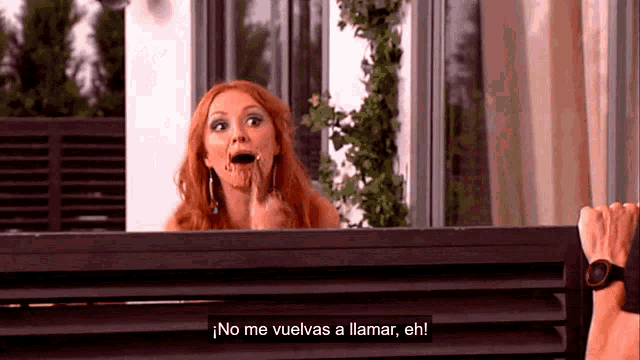 a woman with a surprised look on her face says no me vuevas a llamar eh!