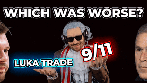 which was worse luka trade or 9/11 is written on a black background