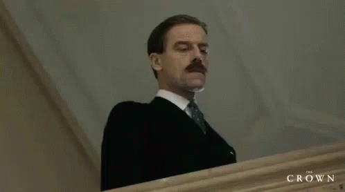 Lascelles Watches Disapprovingly From The Balcony GIF - The Queen Netflix Lascelles GIFs