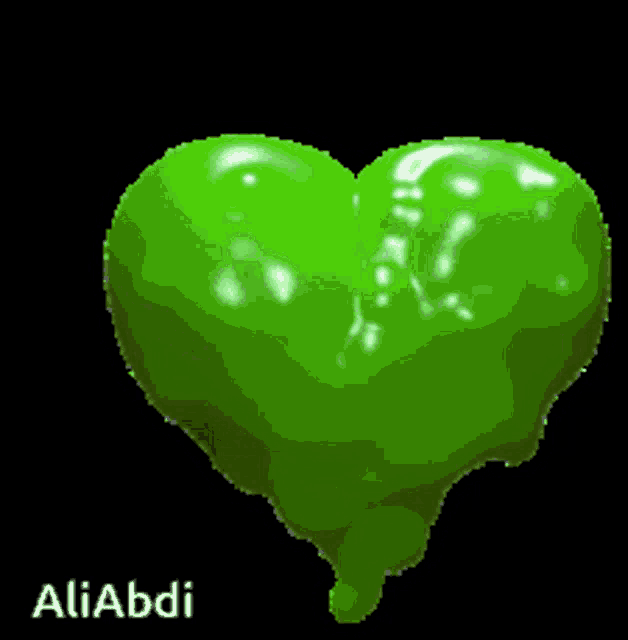 a green heart with the name aliabdi on the bottom right