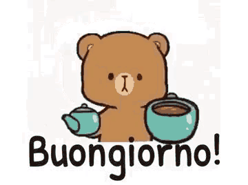 a teddy bear is drinking a cup of coffee from a cup .