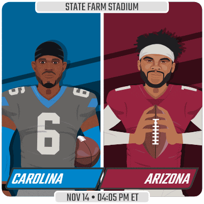 an advertisement for a football game between arizona and carolina