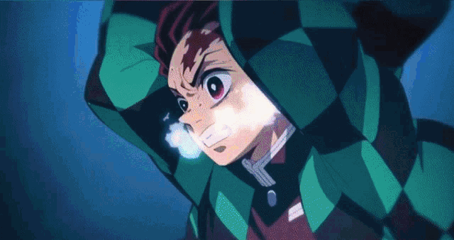a close up of a cartoon character with a checkered shirt