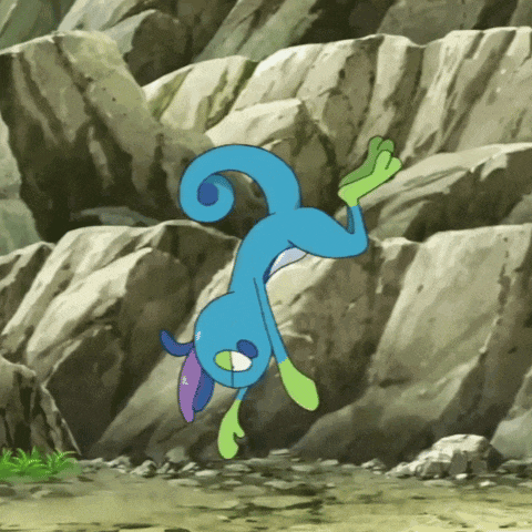 a cartoon character is doing a handstand on a rocky hillside