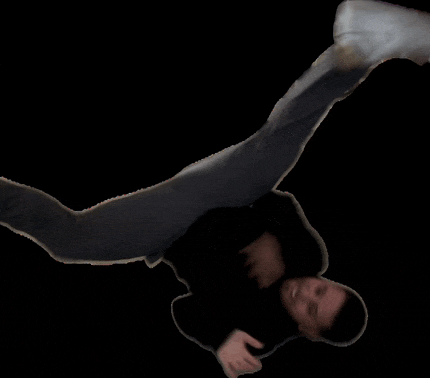 a silhouette of a person doing a handstand with one leg up