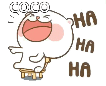 a cartoon of a bear sitting on a stool laughing and pointing .