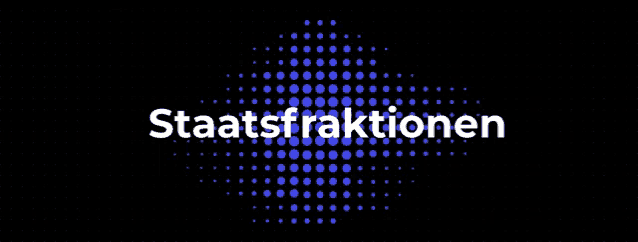 a black background with blue dots and the text staatsfraktionen