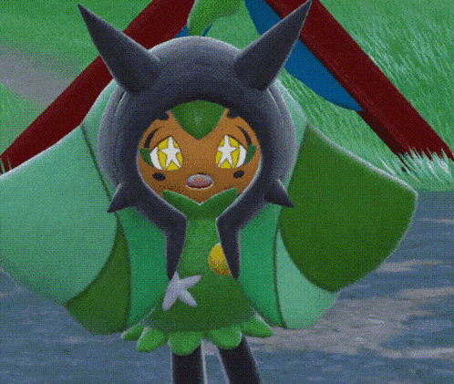 a cartoon character is wearing a green dress with a star on it