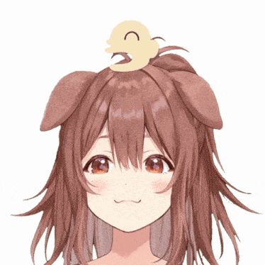 a girl with a duck on her head and ears