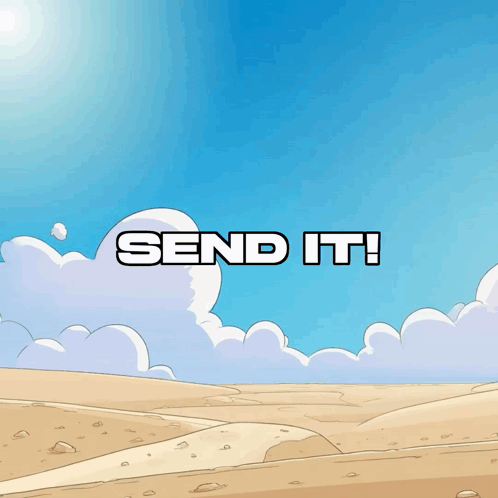 a cartoon landscape with the words send it written on the bottom