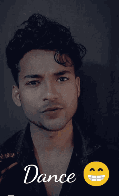 a picture of a young man with the word dance on it