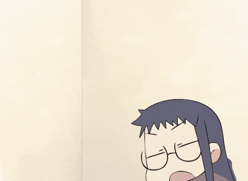 a cartoon drawing of a girl wearing glasses giving the peace sign