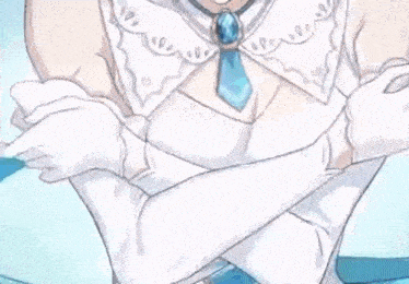 a girl with white hair and a crown on her head is surrounded by a bunch of pieces of paper .