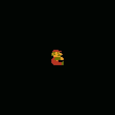 a pixel art of mario from the video game super mario bros .