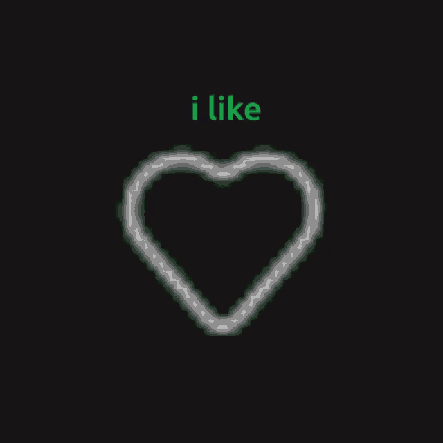 a computer mouse pointer points to a green heart that says " i like "