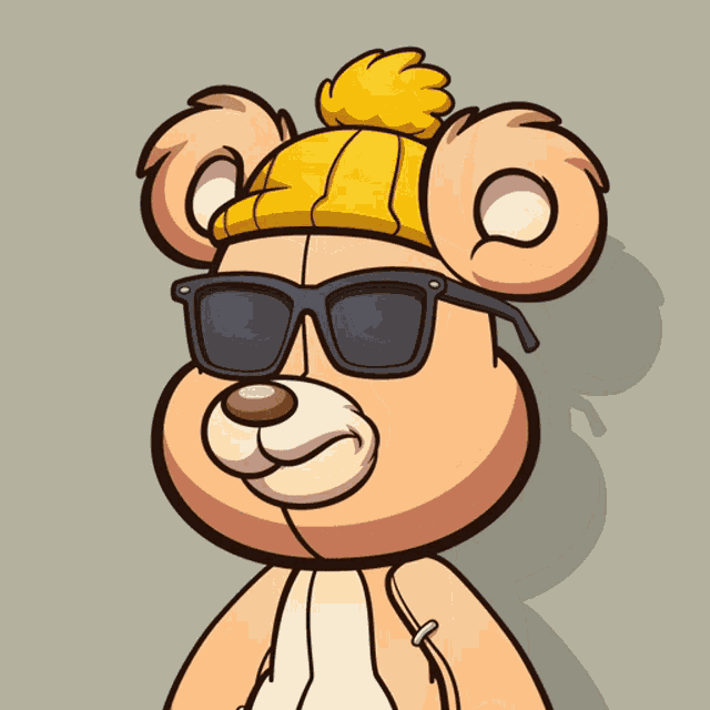 a teddy bear wearing sunglasses and a hat