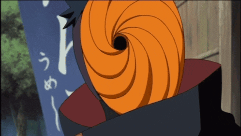 a close up of a cartoon character 's face with a swirl in the middle