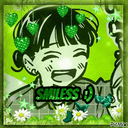 a black and white drawing of a girl with the words " smiles " on the bottom