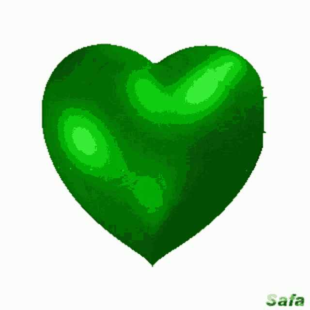 a green heart with the name safa written below it
