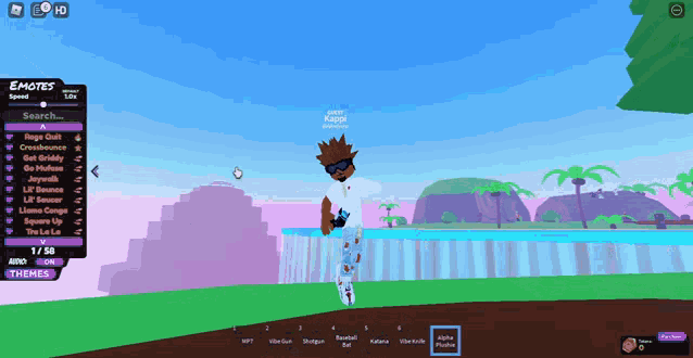 a screenshot of a video game with the word emotes at the top of the screen