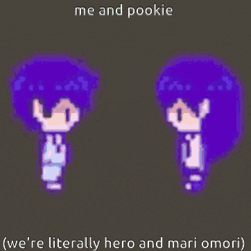 a pixel art of a boy and a girl with the words me and pookie above them