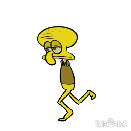 a drawing of squidward from spongebob squarepants is shown