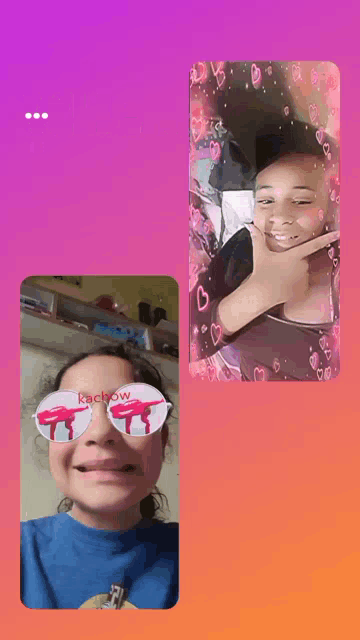 a girl wearing sunglasses with the word rainbow on them talks to another girl