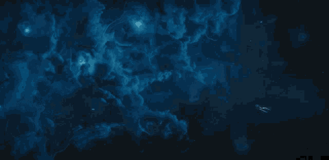 a blue background with a lot of clouds and stars